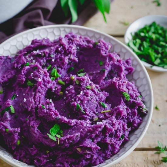 Mashed Purple Sweet Potatoes - Recipe photo by Running to the Kitchen