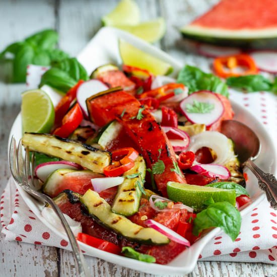 Thai Grilled Watermelon Salad - Recipe photo by Healthy World Cuisine
