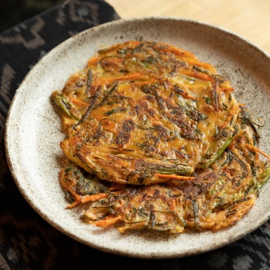 Malabar Spinach Kimchi Pancakes! - Recipe photo by Adventures of Carlienne