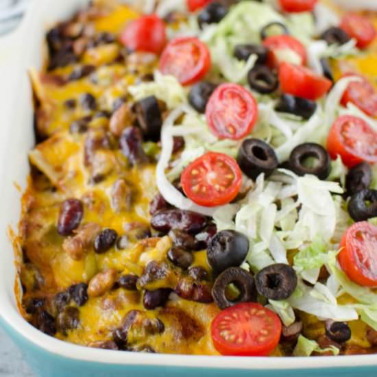 Three Bean Enchilada Casserole - Recipe photo by fakeginger