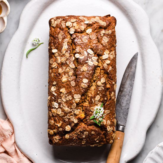 Healthy Oat Flour Banana Bread - Recipe photo by Our Nourishing Table