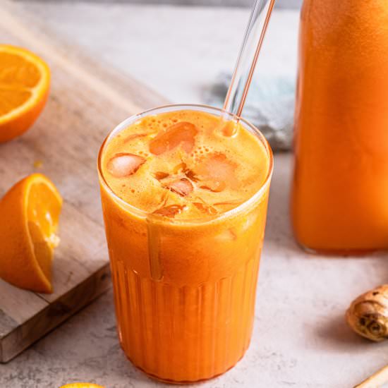 Golden Glow Immune Boost Juice - Recipe photo by Our Nourishing Table