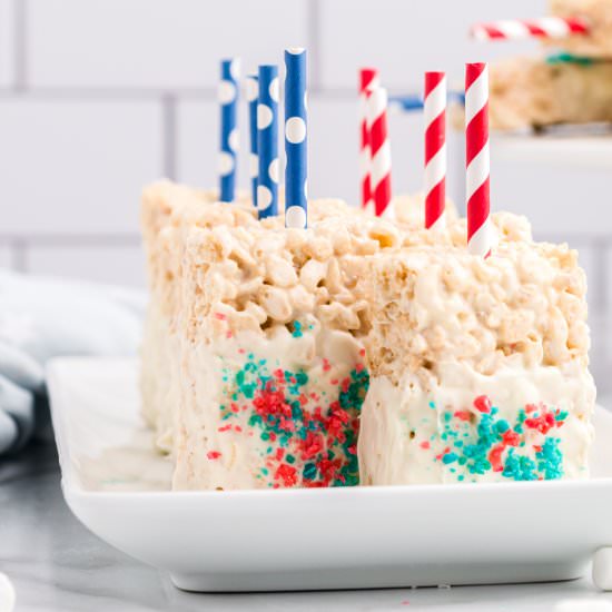 Firecracker Rice Krispie Treat Pops - Recipe photo by pumpkinnspice