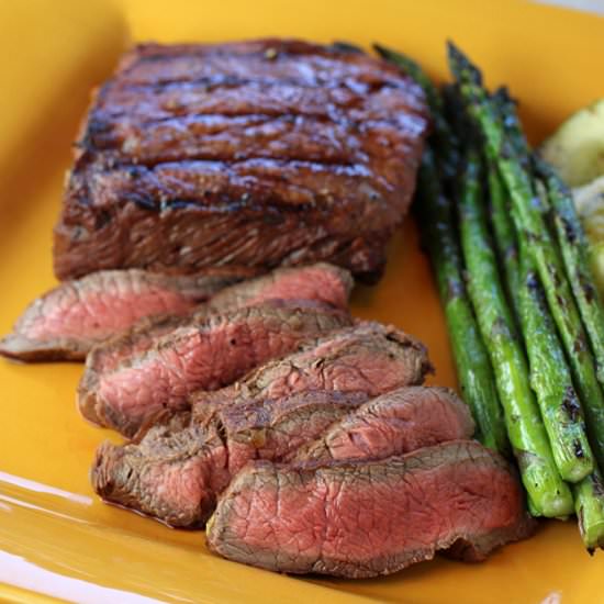 Espresso-marinated flat iron steak - Recipe photo by Food Gal