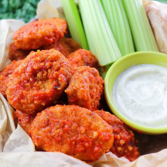 Vegan Buffalo Hot Wings - Recipe photo by aVegTasteFromAtoZ