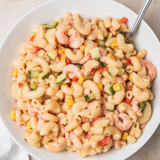 Creamy Shrimp Pasta Salad - Recipe photo by Thedinnerbite
