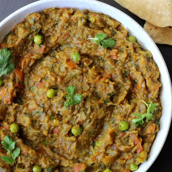 Baingan bharta, Indian eggplant dip - Recipe photo by platefulofveggies