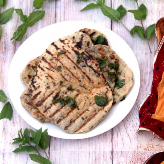 Vegan Naan with Mint - Recipe photo by Spice Chronicles