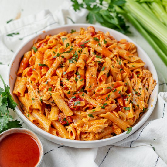 One Pot Buffalo Chicken Pasta | DF - Recipe photo by WhatMollyMade