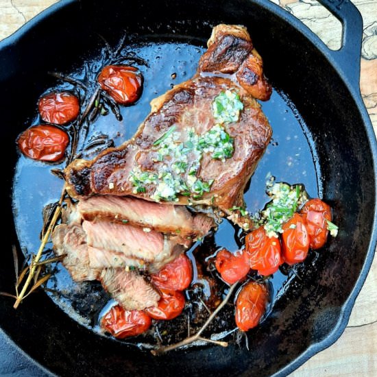 Rib Steak with Garlic Chive Butter - Recipe photo by outwestfoodandlifestyle
