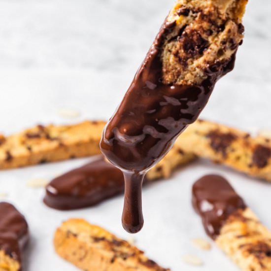Dipped Chocolate Almond Biscotti - Recipe photo by cooking.with.carbs