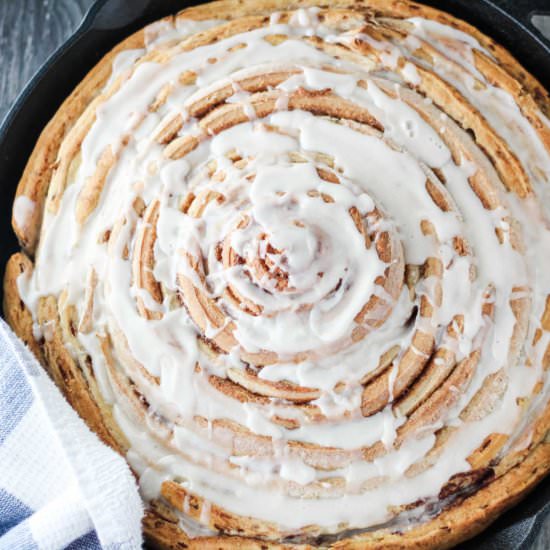 Skillet Cinnamon Roll Cake - Recipe photo by cookingwcarlee