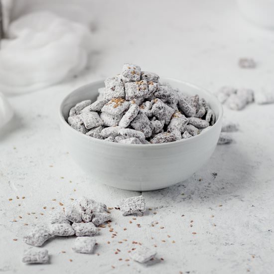 Tahini Puppy Chow - Recipe photo by Butternut Lane