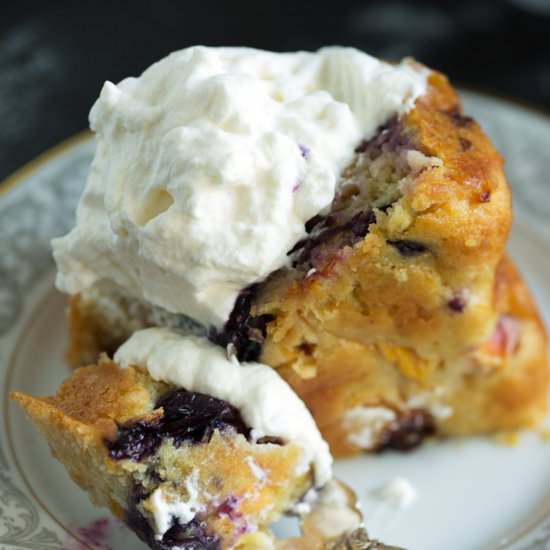 Peach Cake with Blueberries - Recipe photo by Barbara Curry