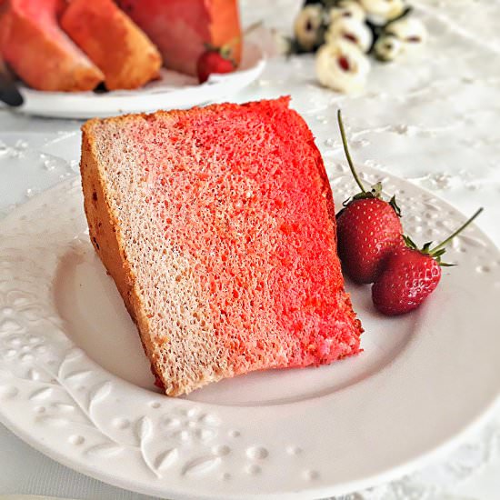 Strawberry Ombre Chiffon Cake - Recipe photo by MyHomeDiaryinTurkey