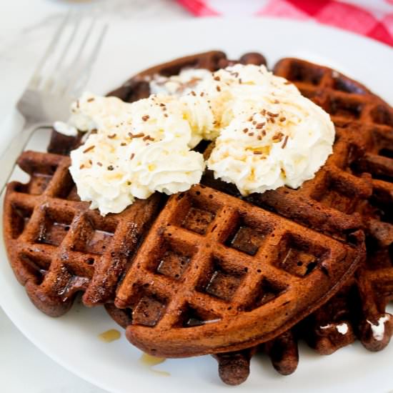 Fluffy Chocolate Cake Waffles - Recipe photo by Simshomekitchen