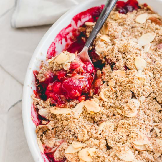 Sour Cherry Crisp - Recipe photo by Running to the Kitchen