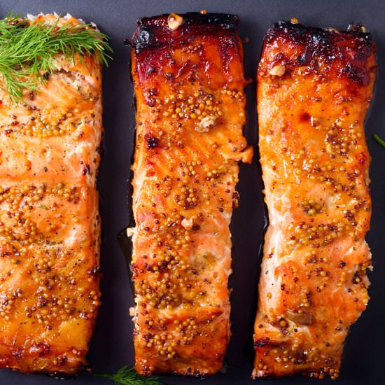 Maple Mustard Glazed Salmon - Recipe photo by losofoodie