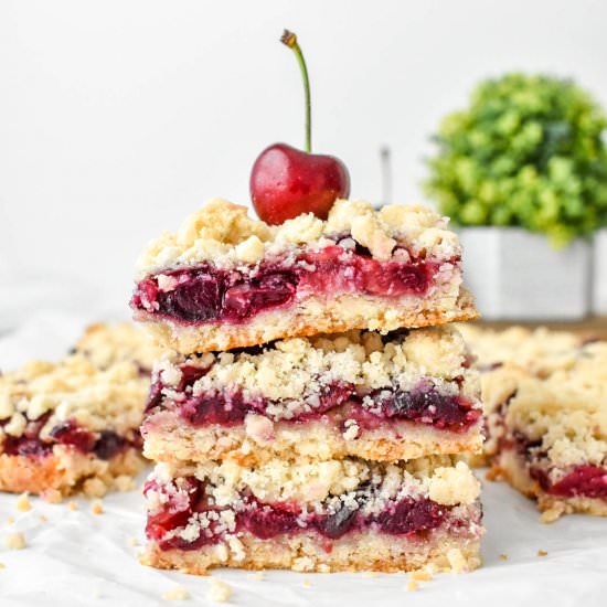 Cherry Crumb Bars - Recipe photo by Herbs and Flour