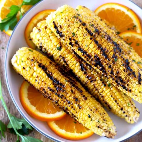 Grilled Corn w/ Orange Honey Butter - Recipe photo by Lemon blossoms