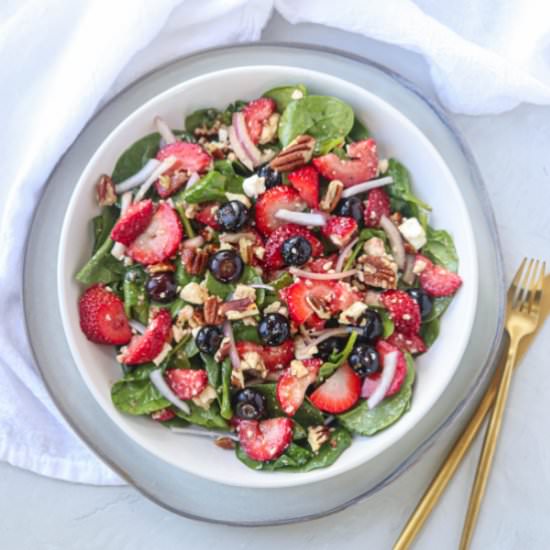 Strawberry Spinach Salad with Feta - Recipe photo by whollytasteful