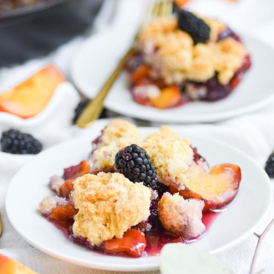 Vegan Peach Blackberry Cobbler - Recipe photo by earthly provisions