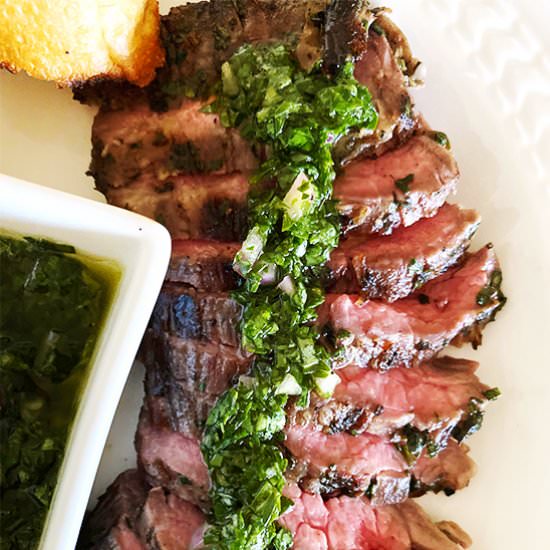 Grilled Skirt Steak Chimichurri - Recipe photo by Bean Train