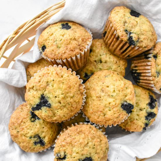 Blueberry Zucchini Muffins - Recipe photo by Herbs and Flour