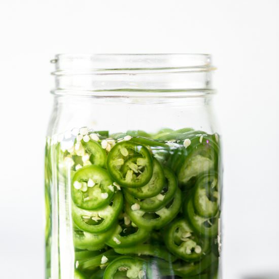 quick pickled jalapeños - Recipe photo by withspice