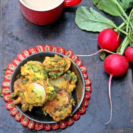 Radish and Scallion Pakoras - Recipe photo by Spice Chronicles
