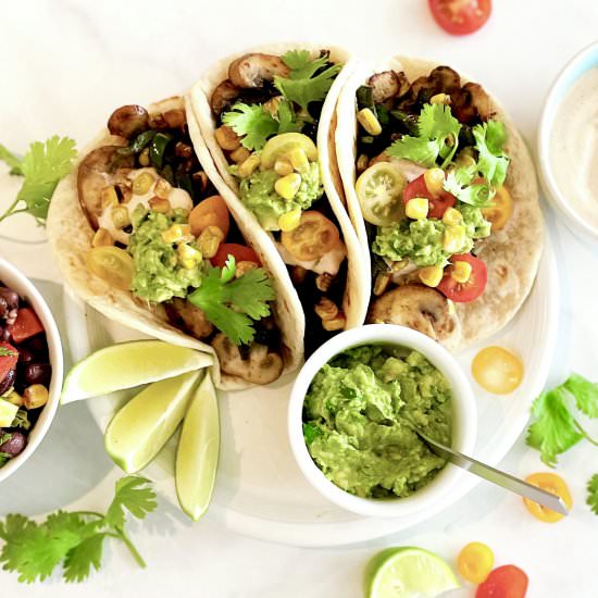 baby bella, poblano & corn tacos - Recipe photo by Jackie Newgent