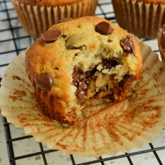 Banana Chocolate Chip Muffins - Recipe photo by Small Town Woman