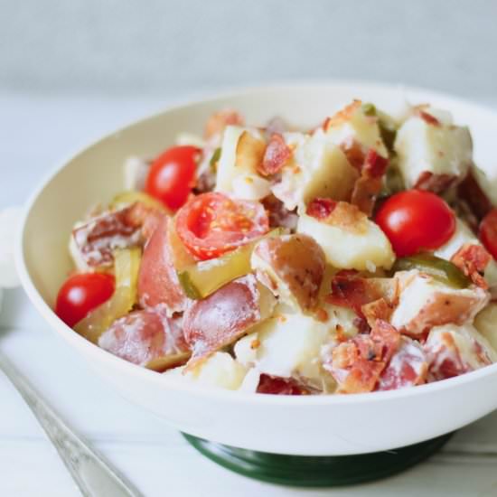 Bacon Tomato Potato Salad - Recipe photo by the good eats co