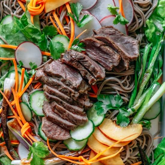 Cold soba noodle salad with steak - Recipe photo by chiliandtonic