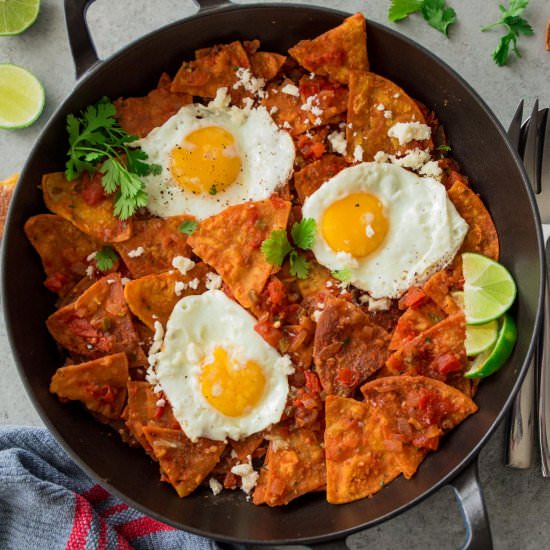 Chilaquiles with Tomatoes and Eggs - Recipe photo by InquiringChef