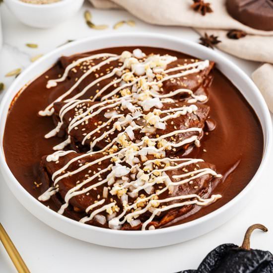 vegan enmoladas - Recipe photo by brokebankvegan