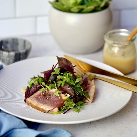 Seared Tuna With Ginger Dressing - Recipe photo by simmerandsauce