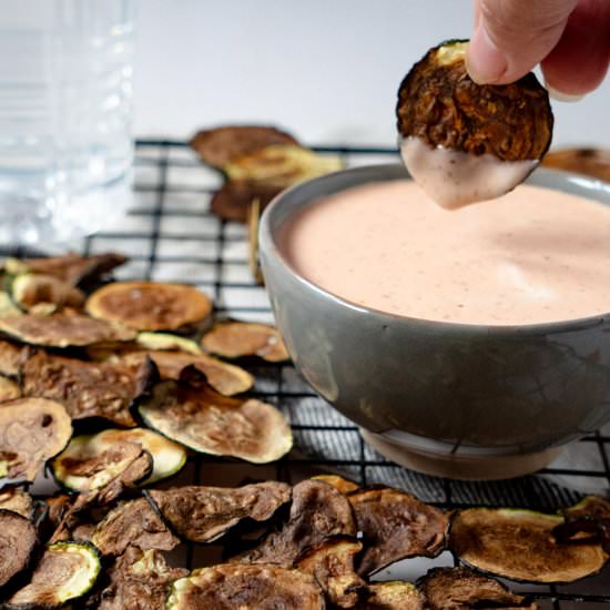 Air Fryer Zucchini Chips - Recipe photo by Plant Based Folk