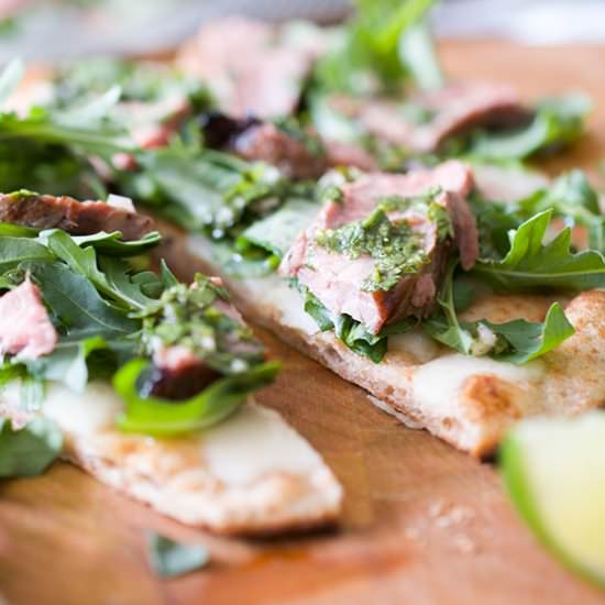 Grilled Flank Steak Flat Bread - Recipe photo by sipandsanity