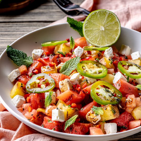 Spicy Grilled Watermelon Salad - Recipe photo by cookingwithwineblog