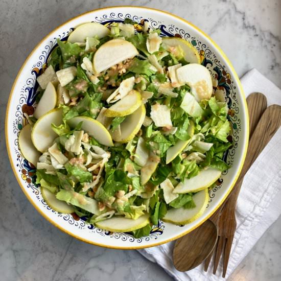 Escarole-Basil Salad with Pears - Recipe photo by thebrookcook.wordpress.com