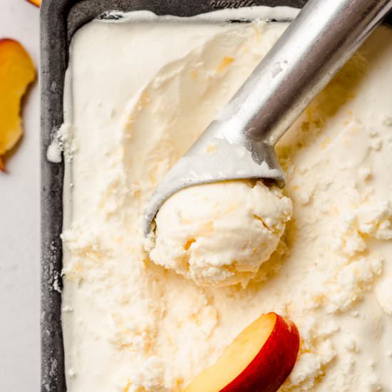 homemade peach ice cream - Recipe photo by freshaprilflours