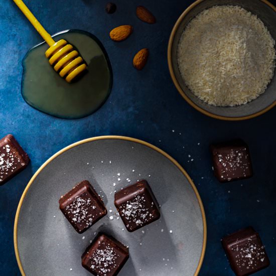 Honey Coconut Chocolates - Recipe photo by whatsteveeats