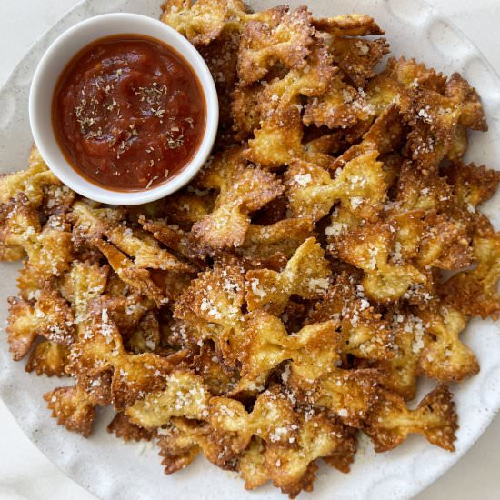 Parmesan Pasta Chips - Recipe photo by justataste