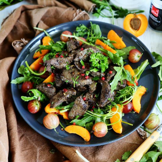 Beef Liver Salad with Arugula, Goos - Recipe photo by angiesrecipes