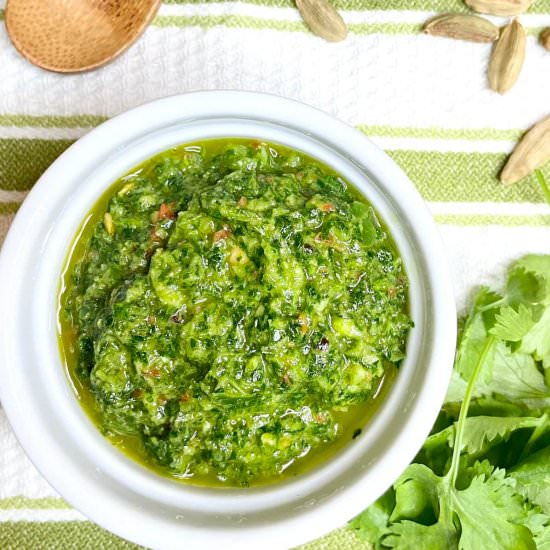 Zhoug Sauce (aka Schug Sauce) - Recipe photo by Maplewoodroad.com