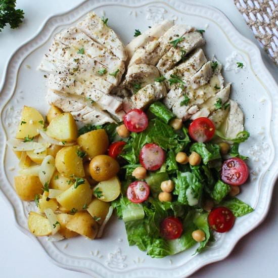 Roasted Greek Chicken Dinner - Recipe photo by blessthismeal