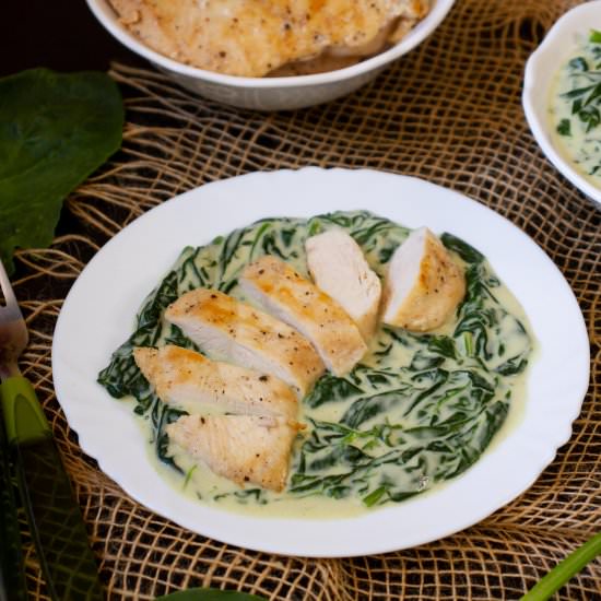Chicken in spinach sauce - Recipe photo by mecooks.com