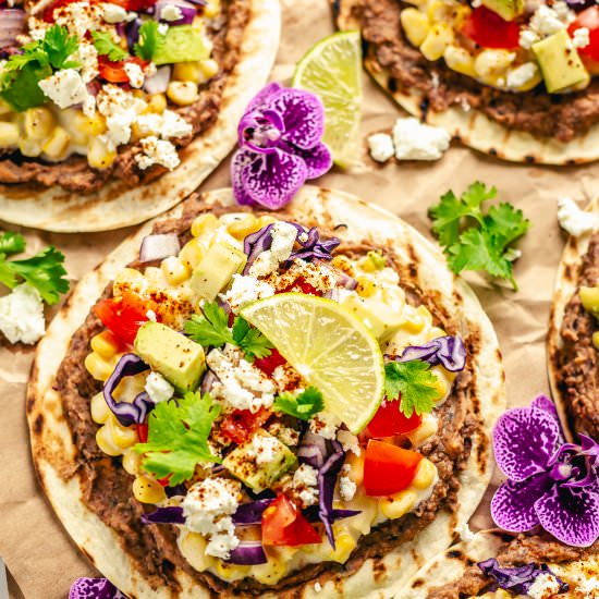 GRILLED VEGETARIAN TOSTADAS - Recipe photo by theyummybowl