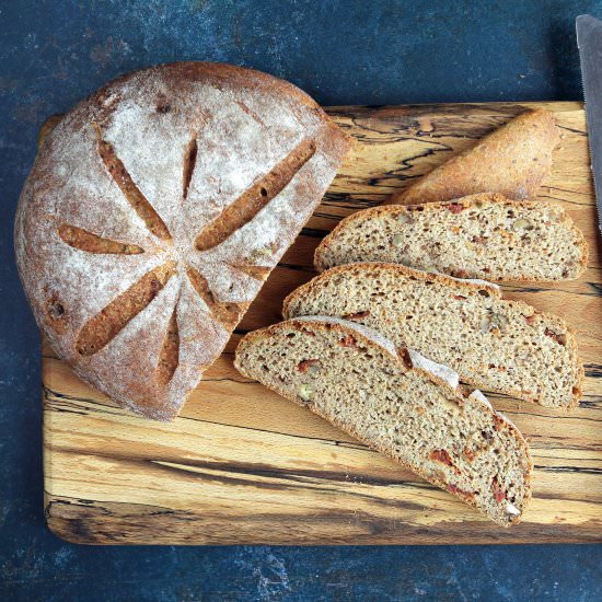 GF Walnut Bread & Sun Dried Tomato - Recipe photo by glutenfreealchemist